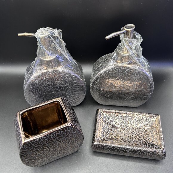 Bronze Tone Soap Dispensers Soap Box Bathroom Accessory Set of 4 - Picture 3 of 10